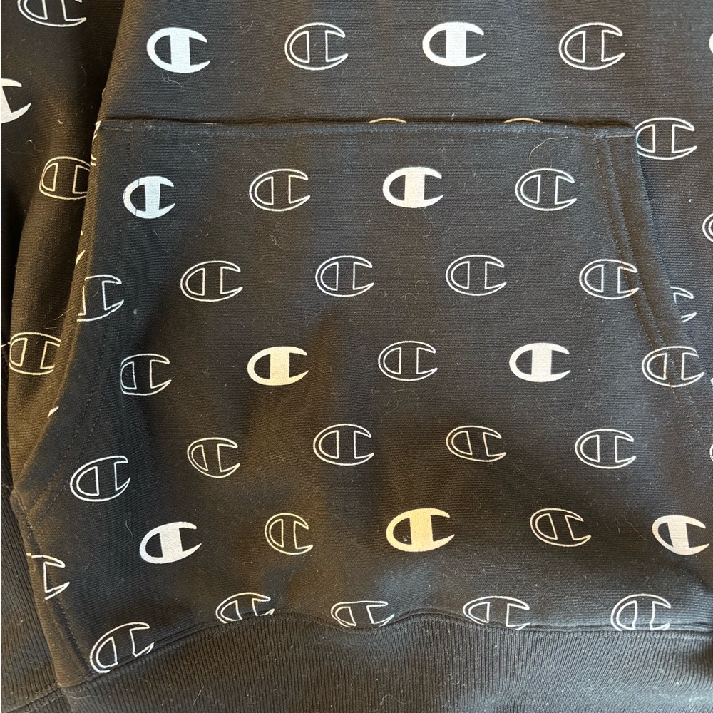 Champion Black Hoodie with All-Over Logo - Picture 4 of 8